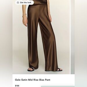 Reformation Gale Brown Satin Mid Rise Pants